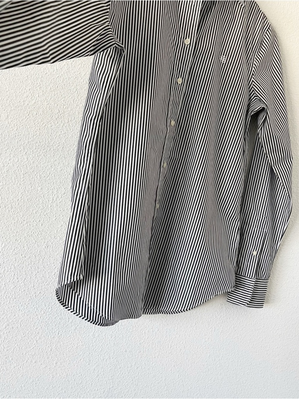 Lauren Ralph Lauren Striped Non Iron Classic Fit Button Down Gray White Shirt - Picture 6 of 10